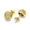 Oro Laminado Stud Earring, Gold Filled Style Love Knot Design, with White Micro Pave, Polished, Golden Finish, 02.342.0139