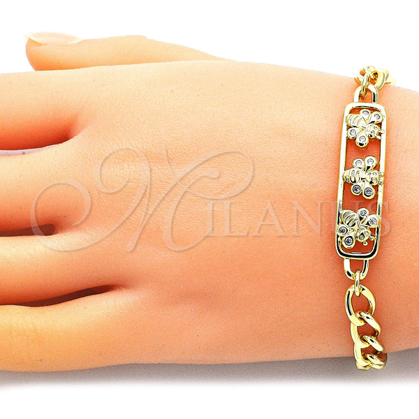 Gold Filled Bracelet — Fancy Bracelet Bee Design with White Micro Pave — alternate product view — SKU 146058 | Oro Laminado brazalete — elegante Bracelet Bee diseño with blanco Micro Pave — SKU 146058