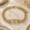 Oro Laminado Fancy Bracelet, Gold Filled Style Bee Design, with White Micro Pave, Polished, Golden Finish, 03.368.0061.08 (07 MM Thickness, 8 Inches Length)
