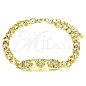 Gold Filled Bracelet — Fancy Bracelet Bee Design with White Micro Pave — main product view — SKU 146058 | Oro Laminado brazalete — elegante Bracelet Bee diseño with blanco Micro Pave — SKU 146058