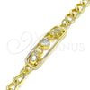 Oro Laminado Fancy Bracelet, Gold Filled Style Elephant and Heart Design, with White Cubic Zirconia, Polished, Golden Finish, 03.368.0062.08 (07 MM Thickness, 8 Inches Length)