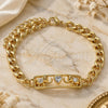 Oro Laminado Fancy Bracelet, Gold Filled Style Elephant and Heart Design, with White Cubic Zirconia, Polished, Golden Finish, 03.368.0062.08 (07 MM Thickness, 8 Inches Length)