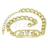 Oro Laminado Fancy Bracelet, Gold Filled Style Bird and Heart Design, with White and Black Cubic Zirconia, Polished, Golden Finish, 03.368.0063.08 (07 MM Thickness, 8 Inches Length)