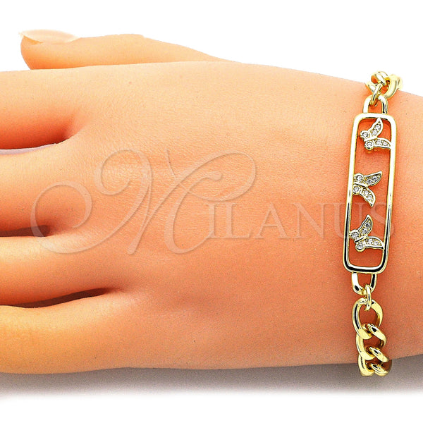 Gold Filled Bracelet — Fancy Bracelet Butterfly Design with White Micro Pave — alternate product view — SKU 146061 | Oro Laminado brazalete — elegante Bracelet Butterfly diseño with blanco Micro Pave — SKU 146061