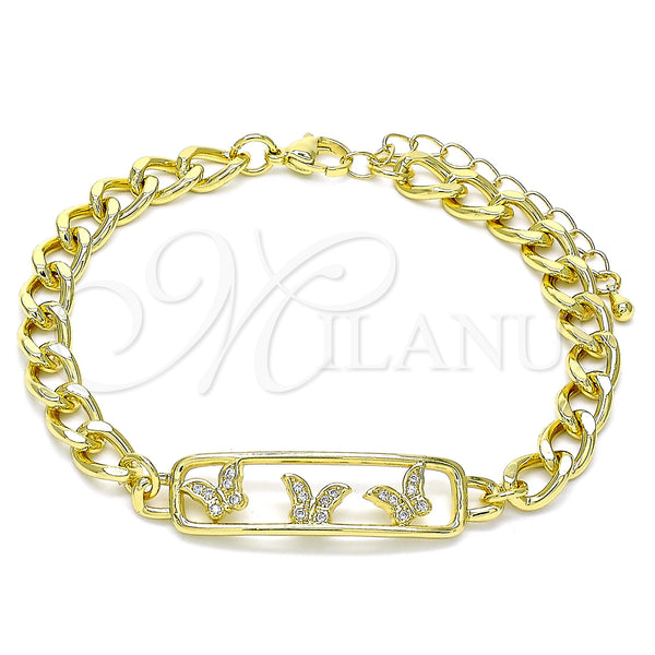 Gold Filled Bracelet — Fancy Bracelet Butterfly Design with White Micro Pave — main product view — SKU 146061 | Oro Laminado brazalete — elegante Bracelet Butterfly diseño with blanco Micro Pave — SKU 146061