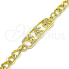 Oro Laminado Fancy Bracelet, Gold Filled Style Dragon-Fly Design, with White Micro Pave, Polished, Golden Finish, 03.368.0065.08 (07 MM Thickness, 8 Inches Length)