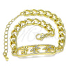 Oro Laminado Fancy Bracelet, Gold Filled Style Dragon-Fly Design, with White Micro Pave, Polished, Golden Finish, 03.368.0065.08 (07 MM Thickness, 8 Inches Length)