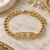 Oro Laminado Fancy Bracelet, Gold Filled Style Dragon-Fly Design, with White Micro Pave, Polished, Golden Finish, 03.368.0065.08 (07 MM Thickness, 8 Inches Length)