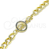 Oro Laminado Fancy Bracelet, Gold Filled Style Elephant and Heart Design, Polished, Golden Finish, 03.368.0066.07 (07 MM Thickness, 7 Inches Length)