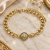 Oro Laminado Fancy Bracelet, Gold Filled Style Elephant and Heart Design, Polished, Golden Finish, 03.368.0066.07 (07 MM Thickness, 7 Inches Length)