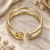 Oro Laminado Multi Stone Ring, Gold Filled Style Paperclip Design, with White Micro Pave, Polished, Golden Finish, 01.213.0004 (One size fits all)