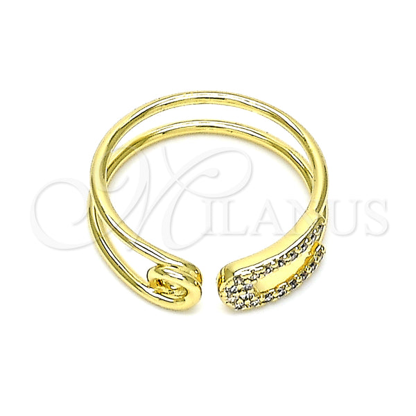 Gold Filled Ring — Multi Stone Ring Paperclip Design with White Micro — main product view — SKU 146064 | Oro Laminado anillo — Multi Stone Ring Paperclip diseño with blanco Micro — SKU 146064