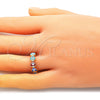 Oro Laminado Elegant Ring, Gold Filled Style Evil Eye and Heart Design, Multicolor Enamel Finish, Golden Finish, 01.213.0008 (One size fits all)