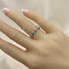 Oro Laminado Elegant Ring, Gold Filled Style Evil Eye and Heart Design, Multicolor Enamel Finish, Golden Finish, 01.213.0008 (One size fits all)