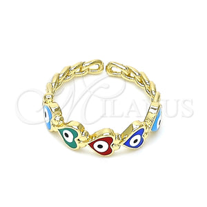 Gold Filled Ring — Elegant Ring Evil Eye and Heart Design Multicolor — main product view — SKU 146068 | Oro Laminado anillo — Elegant Ring Evil Eye and corazón diseño Multicolor — SKU 146068