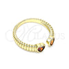 Oro Laminado Multi Stone Ring, Gold Filled Style Heart Design, with Garnet Cubic Zirconia, Polished, Golden Finish, 01.213.0009.1 (One size fits all)