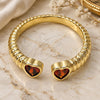 Oro Laminado Multi Stone Ring, Gold Filled Style Heart Design, with Garnet Cubic Zirconia, Polished, Golden Finish, 01.213.0009.1 (One size fits all)