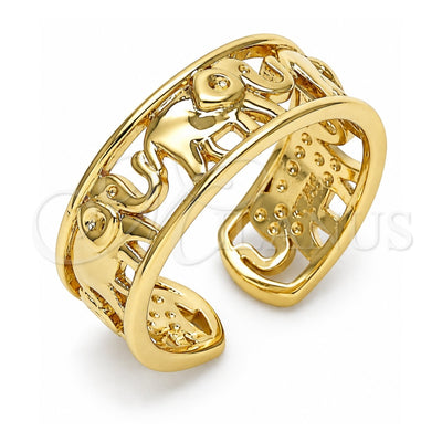 Oro Laminado Elegant Ring, Gold Filled Style Elephant Design, Polished, Golden Finish, 01.213.0011 (One size fits all)