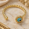 Oro Laminado Elegant Ring, Gold Filled Style Evil Eye Design, Azul claro Resin Finish, Golden Finish, 01.213.0014.2 (One size fits all)