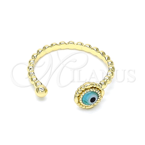 Oro Laminado Elegant Ring, Gold Filled Style Evil Eye Design, Azul claro Resin Finish, Golden Finish, 01.213.0014.2 (One size fits all)