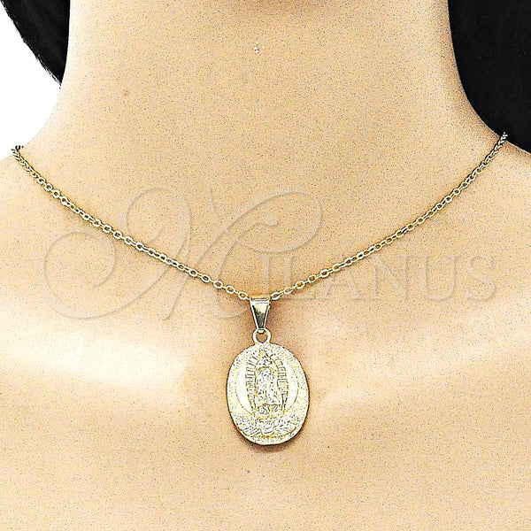 Gold Filled Pendant — Religious Pendant Guadalupe Design Polished 05. — alternate product view — SKU 146080 | Oro Laminado dije — Religious Pendant Guadalupe diseño pulido 05. — SKU 146080