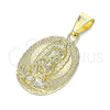 Oro Laminado Religious Pendant, Gold Filled Style Guadalupe Design, Polished, Golden Finish, 05.213.0130
