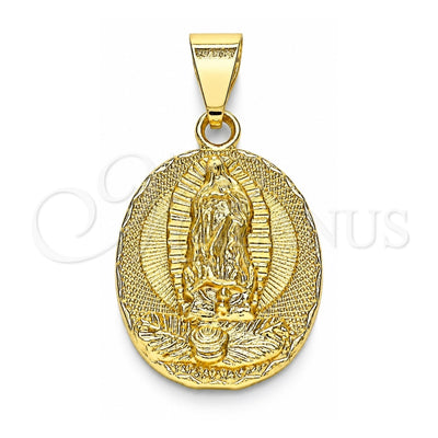 Oro Laminado Religious Pendant, Gold Filled Style Guadalupe Design, Polished, Golden Finish, 05.213.0130