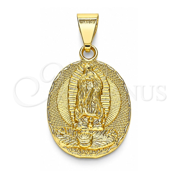 Oro Laminado Religious Pendant, Gold Filled Style Guadalupe Design, Polished, Golden Finish, 05.213.0130