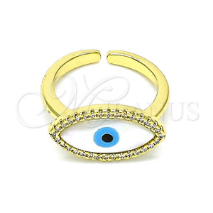 Gold Filled Ring — Multi Stone Ring Evil Eye Design with Ivory — main product view — SKU 146082 | Oro Laminado anillo — Multi Stone Ring Evil Eye diseño with Ivory — SKU 146082
