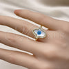 Oro Laminado Multi Stone Ring, Gold Filled Style Hand of God Design, with Ivory Mother of Pearl and White Micro Pave, Polished, Golden Finish, 01.341.0056 (One size fits all)