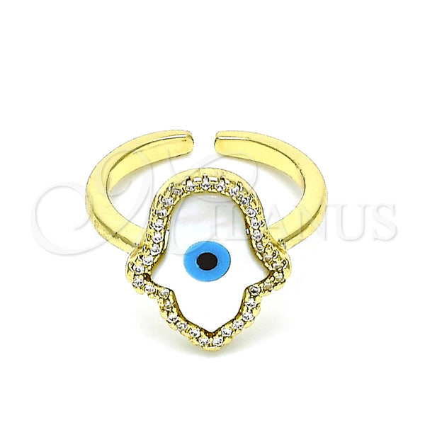 Gold Filled Ring — Multi Stone Ring Judaica and Hand of God — main product view — SKU 146083 | Oro Laminado anillo — Multi Stone Ring Judaica and Hand of God — SKU 146083