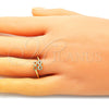 Oro Laminado Multi Stone Ring, Gold Filled Style Infinite Design, with White Micro Pave, Polished, Golden Finish, 01.341.0057 (One size fits all)