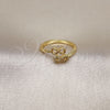 Oro Laminado Multi Stone Ring, Gold Filled Style Infinite Design, with White Micro Pave, Polished, Golden Finish, 01.341.0057 (One size fits all)