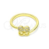 Oro Laminado Multi Stone Ring, Gold Filled Style Infinite Design, with White Micro Pave, Polished, Golden Finish, 01.341.0057 (One size fits all)