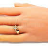 Oro Laminado Multi Stone Ring, Gold Filled Style with White Micro Pave, Polished, Golden Finish, 01.341.0060 (One size fits all)