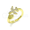 Oro Laminado Multi Stone Ring, Gold Filled Style with White Micro Pave, Polished, Golden Finish, 01.341.0060 (One size fits all)