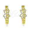Oro Laminado Stud Earring, Gold Filled Style Teddy Bear Design, with White Cubic Zirconia and White Micro Pave, Polished, Golden Finish, 02.341.0119