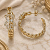 Oro Laminado Stud Earring, Gold Filled Style Teddy Bear Design, with White Cubic Zirconia and White Micro Pave, Polished, Golden Finish, 02.341.0119