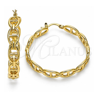 Oro Laminado Medium Hoop, Gold Filled Style Puff Mariner Design, Polished, Golden Finish, 02.163.0156.40
