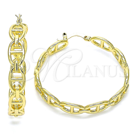 Oro Laminado Medium Hoop, Gold Filled Style Puff Mariner Design, Polished, Golden Finish, 02.163.0156.40