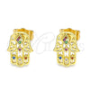 Gold Filled Ring — Stud Earring Judaica and Hand of God Design — alternate product view — SKU 146102 | Oro Laminado anillo — Stud Earring Judaica and Hand of God diseño — SKU 146102