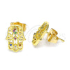 Gold Filled Ring — Stud Earring Judaica and Hand of God Design — alternate product view — SKU 146102 | Oro Laminado anillo — Stud Earring Judaica and Hand of God diseño — SKU 146102
