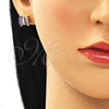 Oro Laminado Stud Earring, Gold Filled Style Baguette Design, with Amethyst Cubic Zirconia, Polished, Golden Finish, 02.310.0043