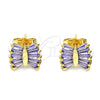Gold Filled Ring — Stud Earring Baguette Design with Amethyst Cubic Zirconia — alternate product view — SKU 146108 | Oro Laminado anillo — Stud Earring Baguette diseño with Amethyst Cubic Zirconia — SKU 146108