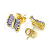 Gold Filled Ring — Stud Earring Baguette Design with Amethyst Cubic Zirconia — alternate product view — SKU 146108 | Oro Laminado anillo — Stud Earring Baguette diseño with Amethyst Cubic Zirconia — SKU 146108