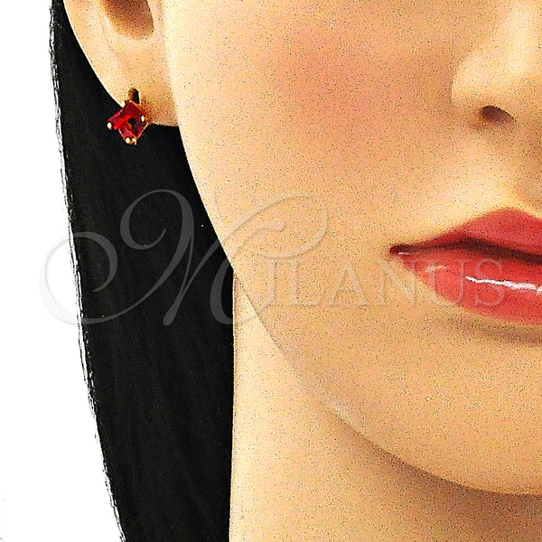 Gold Filled Ring — Stud Earring with Garnet Cubic Zirconia Polished 02. — alternate product view — SKU 146112 | Oro Laminado anillo — Stud Earring with Garnet Cubic Zirconia pulido 02. — SKU 146112