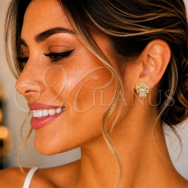 Gold Filled Ring — Stud Earring Little Girl Design with White Micro — alternate product view — SKU 146124 | Oro Laminado anillo — Stud Earring Little Girl diseño with blanco Micro — SKU 146124