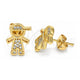 Oro Laminado Stud Earring, Gold Filled Style Little Boy Design, with White Micro Pave, Polished, Golden Finish, 02.342.0159