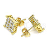 Oro Laminado Stud Earring, Gold Filled Style with White Cubic Zirconia, Polished, Golden Finish, 02.342.0167