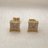 Oro Laminado Stud Earring, Gold Filled Style with White Cubic Zirconia, Polished, Golden Finish, 02.342.0167